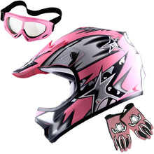 WOW Youth Motocross Helmet Kids Motorcycle Helmet HBOY + Goggles + MG Youth Glove Bundle