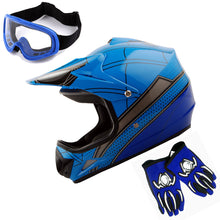WOW Youth Kids Motocross BMX MX ATV Dirt Helmet HJOY + Goggles + MG Youth Glove Bundle