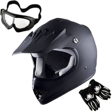 WOW Youth Motocross Helmet Kids Motorcycle Helmet HBOY + Goggles + MG Youth Glove Bundle