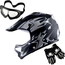 WOW Youth Motocross Helmet Kids Motorcycle Helmet HBOY + Goggles + MG Youth Glove Bundle