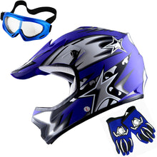 WOW Youth Motocross Helmet Kids Motorcycle Helmet HBOY + Goggles + MG Youth Glove Bundle