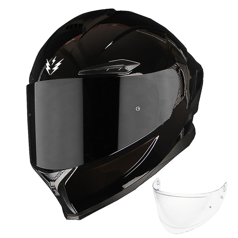 1Storm Motorcycle Full Face Helmet DOT Adults Street Bike Dual Visor Sun Inner Shield with One Extra Clear Shield: HJAH15