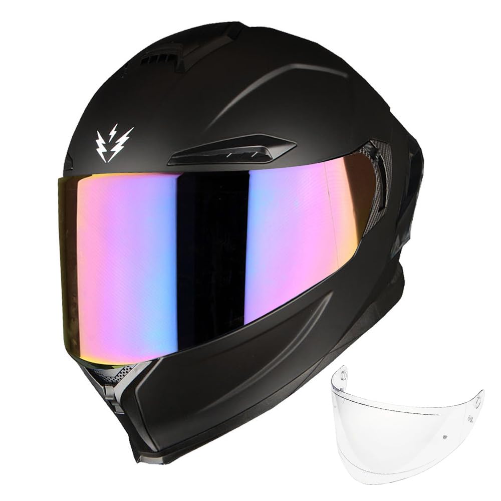1Storm Motorcycle Full Face Helmet DOT Adults Street Bike Dual Visor Sun Inner Shield with One Extra Clear Shield: HJAH15