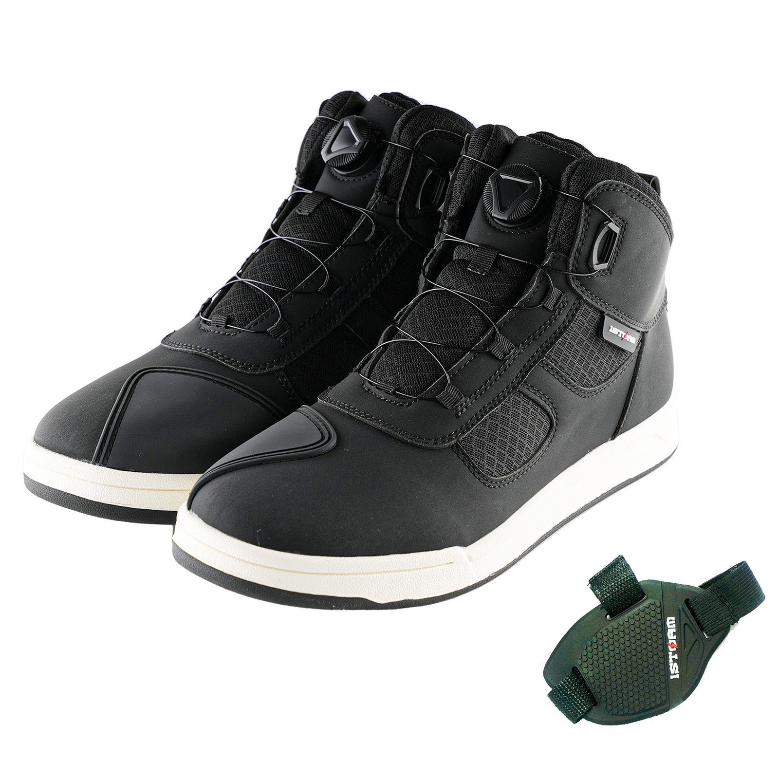 boots helmet motorcycle 1Storm Men & Women Motorcycle Boots Micro Fiber Leather Street bike Casual Anti-Slip + Extra Gear Shift Boots Protector BT-HW-009 All Black / US 8.5