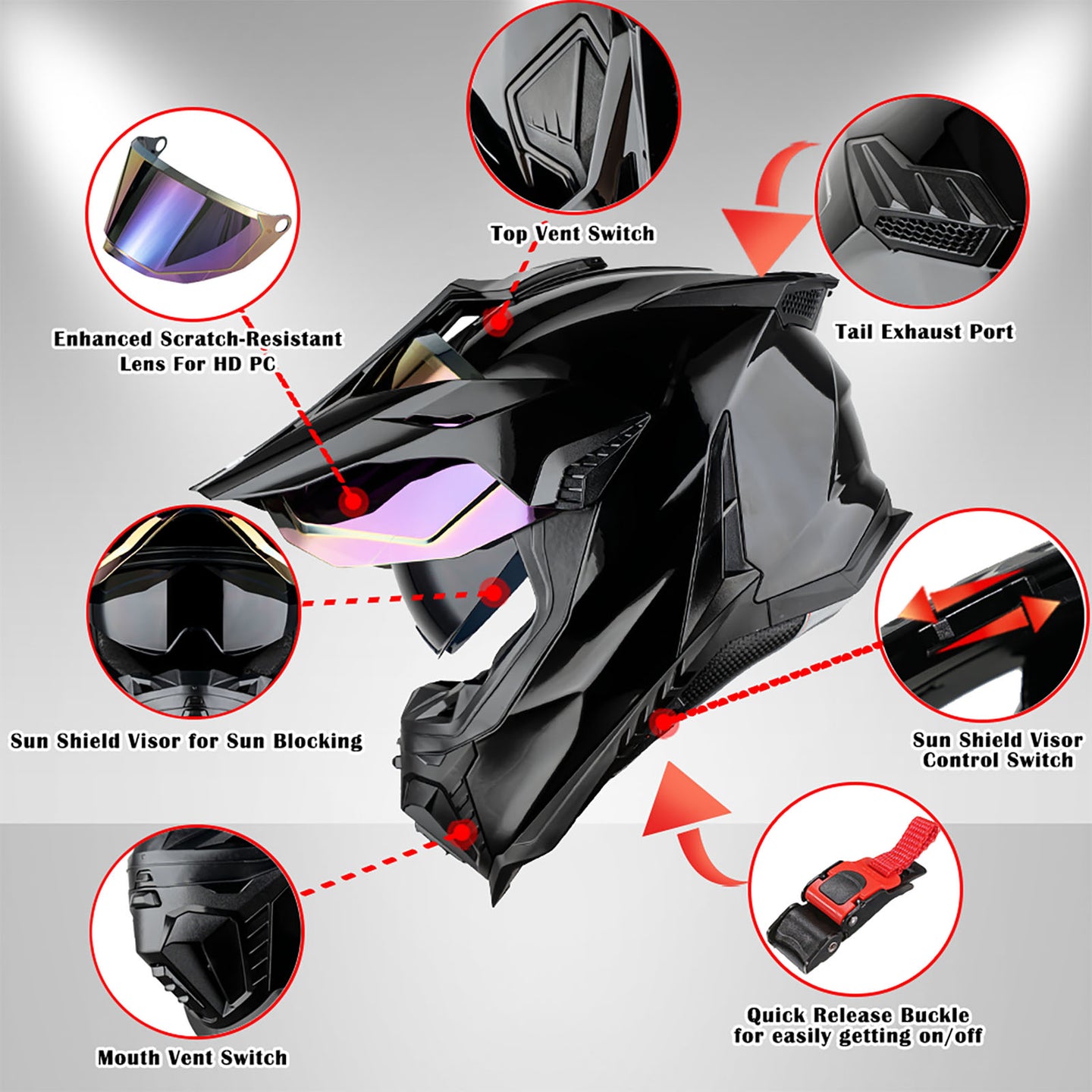 1Storm New Motorcycle Motocross Helmet Dual Sport Off Road Full Face Helmet DS008
