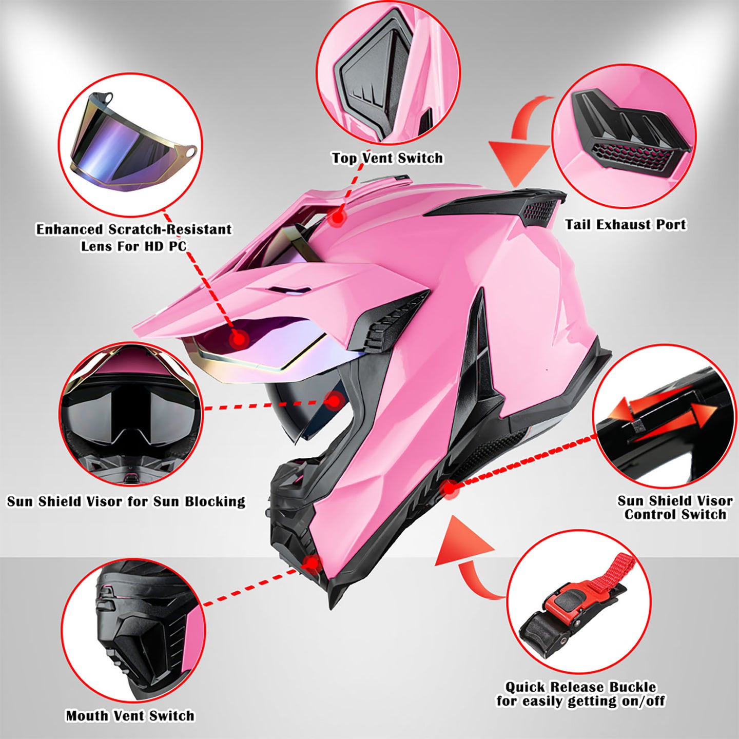1Storm New Motorcycle Motocross Helmet Dual Sport Off Road Full Face Helmet DS008