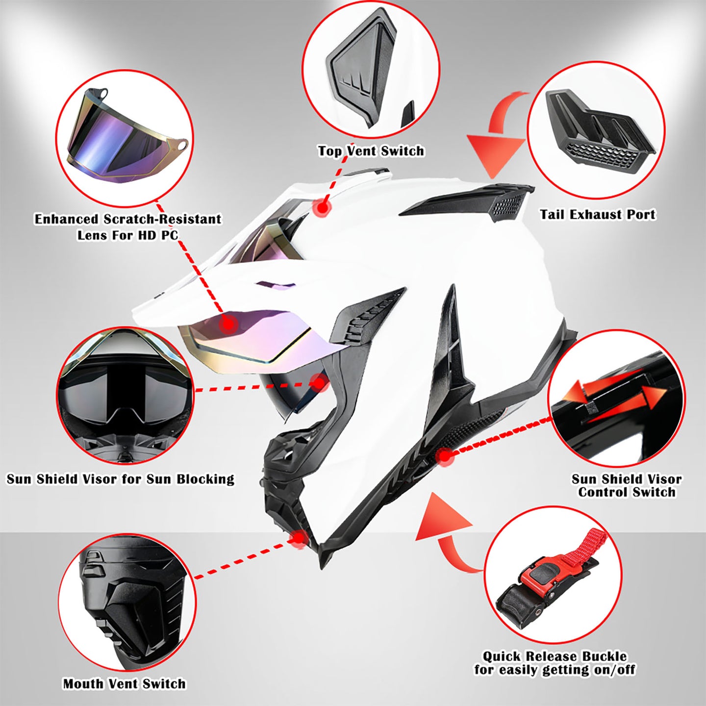 1Storm New Motorcycle Motocross Helmet Dual Sport Off Road Full Face Helmet DS008