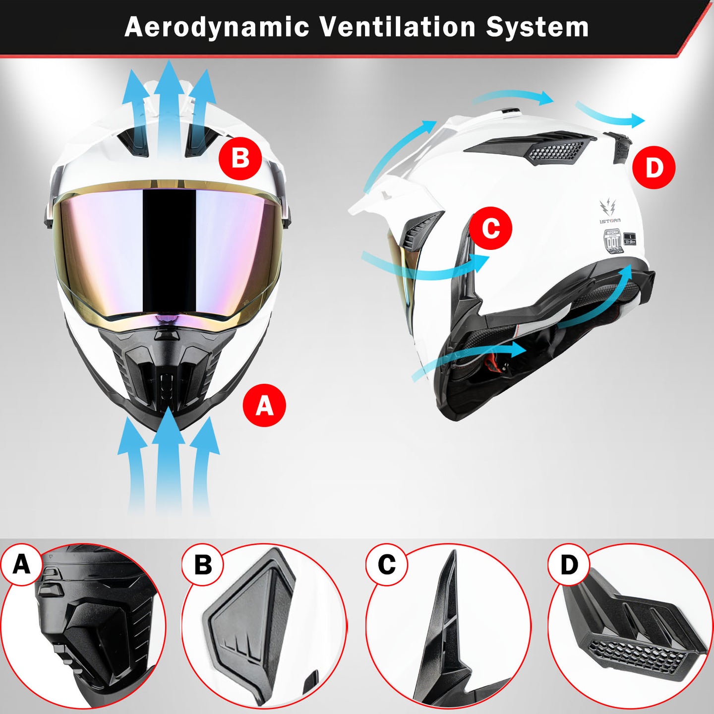 1Storm New Motorcycle Motocross Helmet Dual Sport Off Road Full Face Helmet DS008