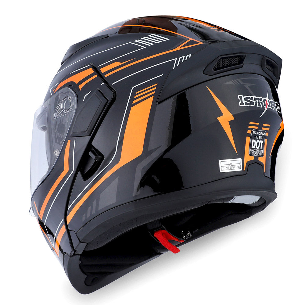 1Storm Motorcycle Modular Full Face Flip up Dual Visor Helmet + Spoiler + Motorcycle Bluetooth Headset: HB89