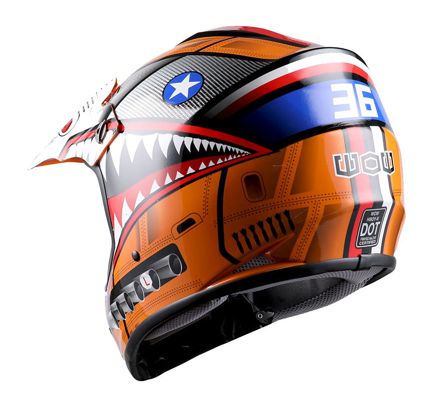 WOW Youth Motocross Helmet Kids Motorcycle Helmet HBOY + Goggles + MG Youth Glove Bundle