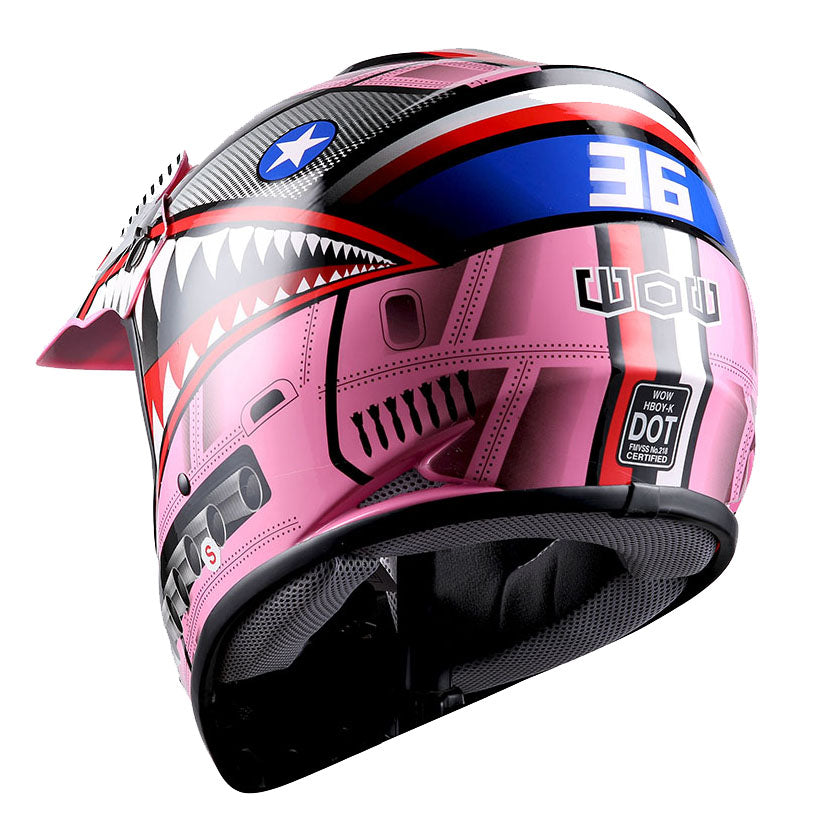 WOW Youth Motocross Helmet Kids Motorcycle Helmet HBOY + Goggles + MG Youth Glove Bundle