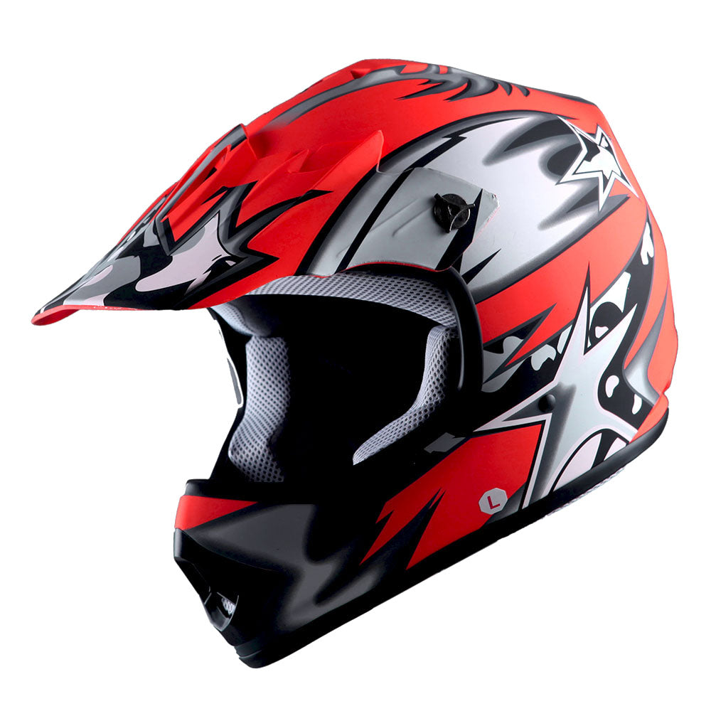 WOW Youth Motocross Helmet Kids Motorcycle Helmet HBOY + Goggles + MG Youth Glove Bundle
