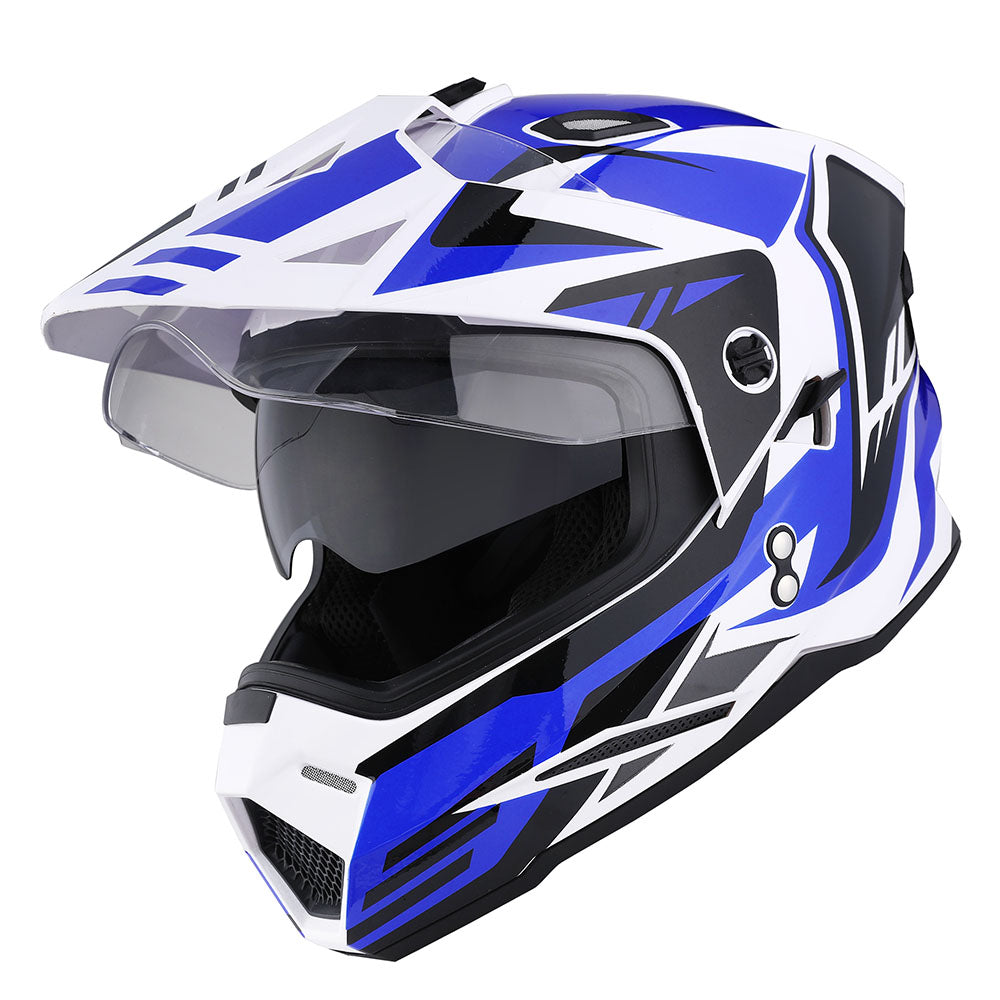 1Storm Youth Kids Dual Sport Dual Visor Motorcycle Motocross Off Road Full Face Helmet Youth_HF802