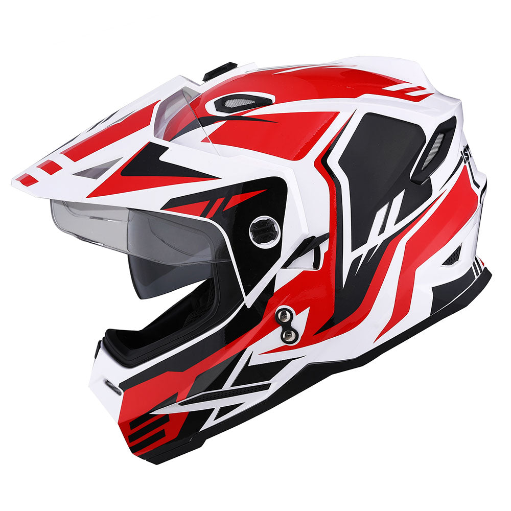 1Storm Youth Kids Dual Sport Dual Visor Motorcycle Motocross Off Road Full Face Helmet: Youth_HF802 + Motorcycle Bluetooth Headset