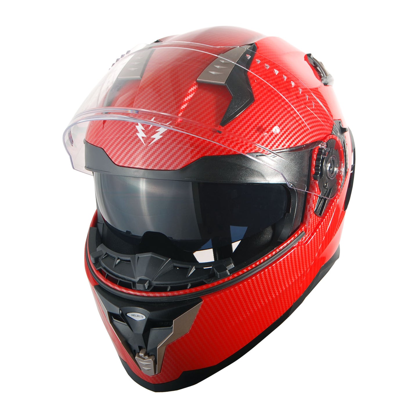 1Storm Motorcycle Modular Full Face Helmet Flip up Dual Visor Anti Fog Pinlock: JHA119 Carbon Fiber Red / S( 55-56 cm 21.7/22.0 Inch )