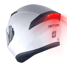 1Storm Motorcycle Street Bike Dual Visor/Sun Visor Full Face Helmet Mechanic with LED Tail Light: LED_HJK316