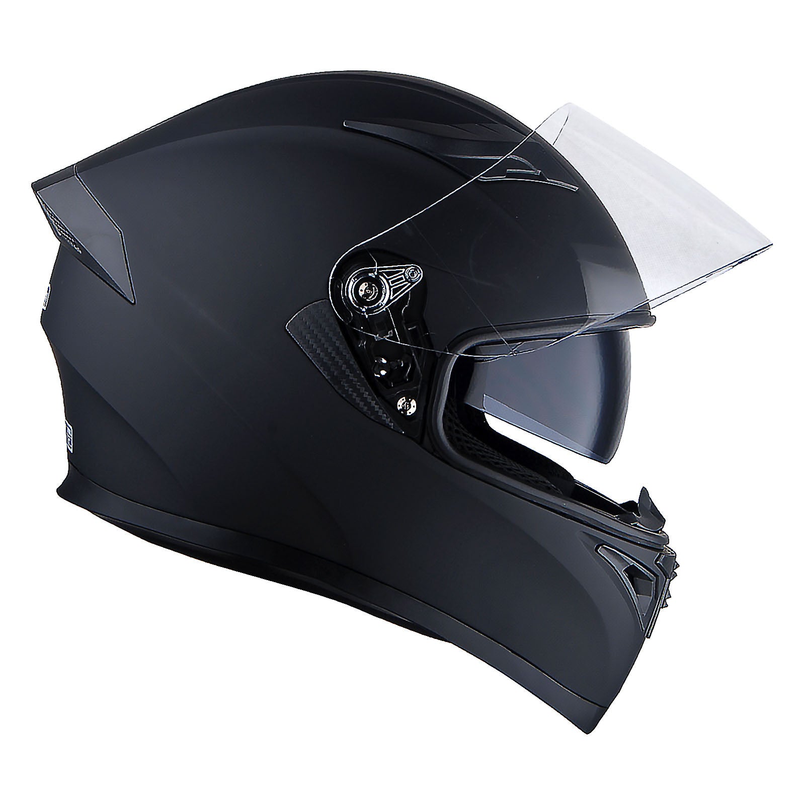1Storm Motorcycle Street Bike Dual Visor/Sun Visor Full Face Helmet Mechanic with LED Tail Light: LED_HJK316 Z LED Glossy Black / L ( 22.4/22.8 Inch )