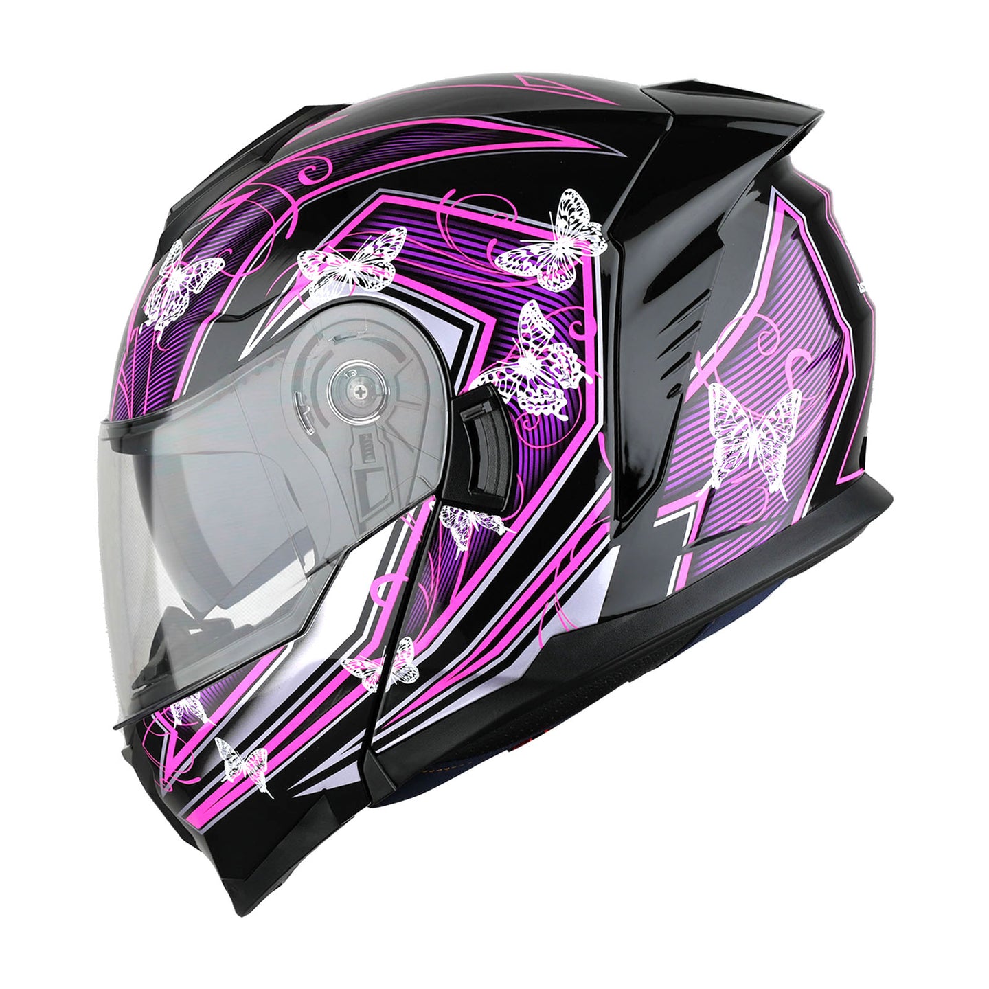 1Storm Motorcycle Street Bike Modular/Flip up Dual Visor Sun Shield Full Face Helmet: HJK920 Glossy Pink / S(55-56 cm 21.7/22.0 Inch )