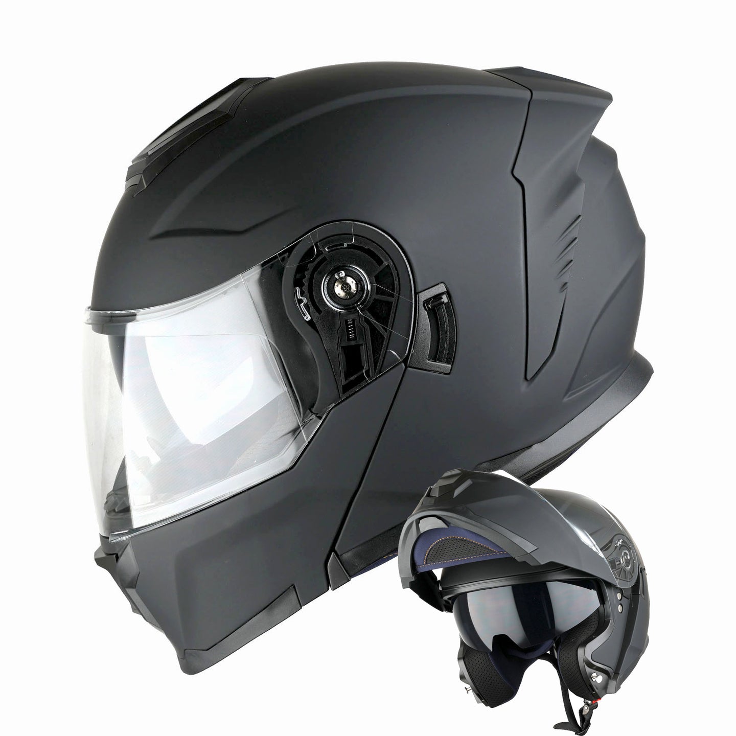 1Storm Motorcycle Street Bike Modular/Flip up Dual Visor Sun Shield Full Face Helmet: HJK920