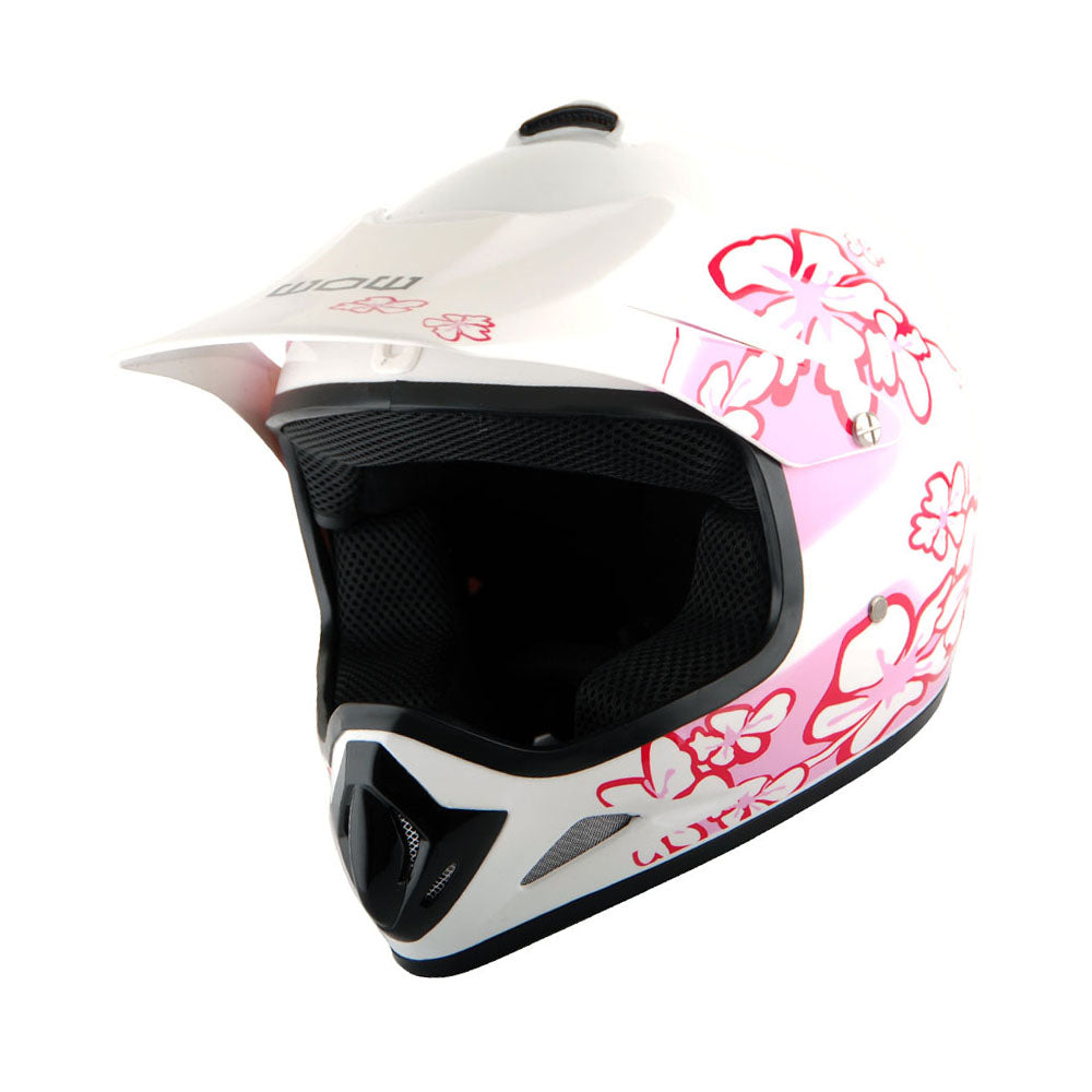 WOW Youth Kids Motocross BMX MX ATV Dirt Helmet HJOY + Goggles + MG Youth Glove Bundle
