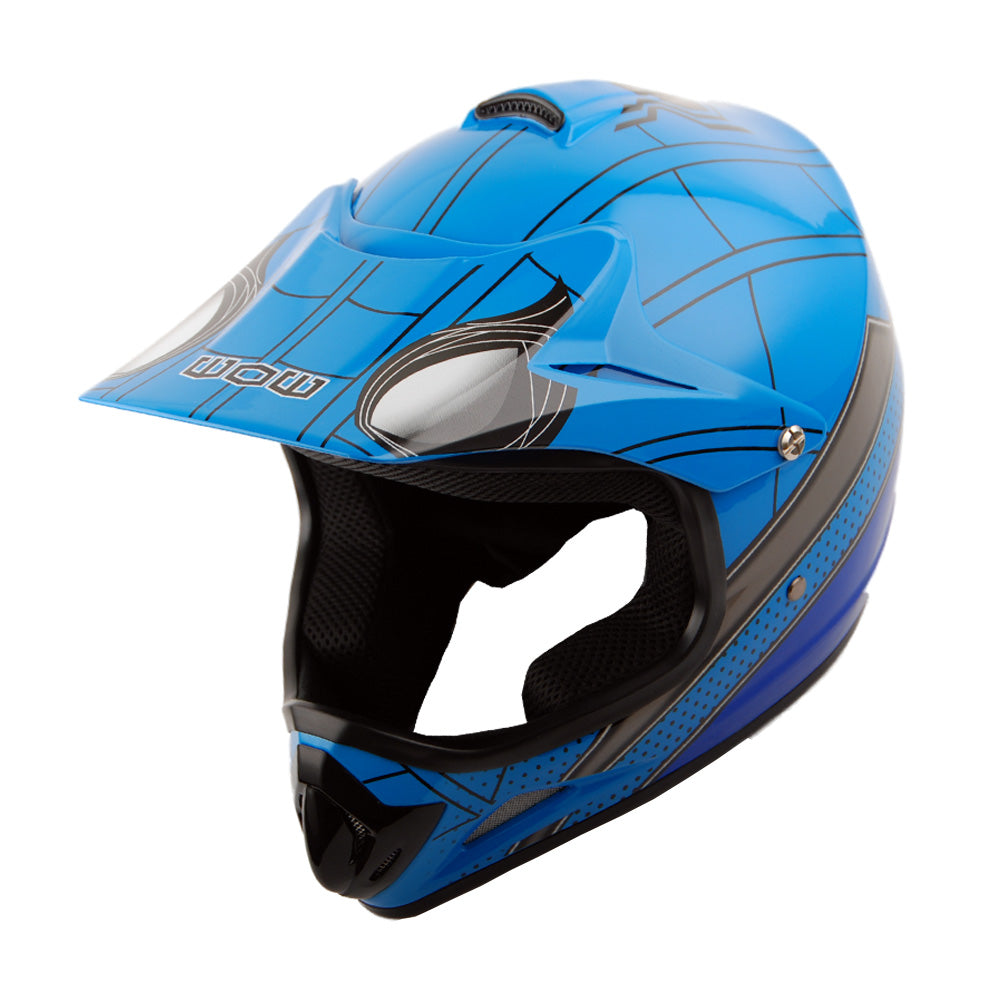WOW Youth Kids Motocross BMX MX ATV Dirt Helmet HJOY + Goggles + MG Youth Glove Bundle