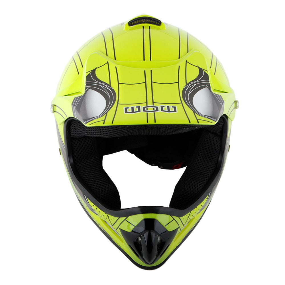 WOW Youth Kids Motocross BMX MX ATV Dirt Helmet HJOY + Goggles + MG Youth Glove Bundle