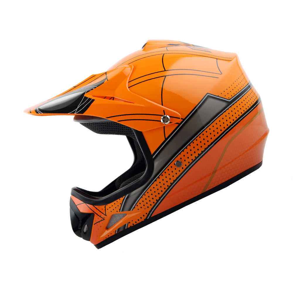 WOW Youth Kids Motocross BMX MX ATV Dirt Helmet HJOY + Goggles + MG Youth Glove Bundle