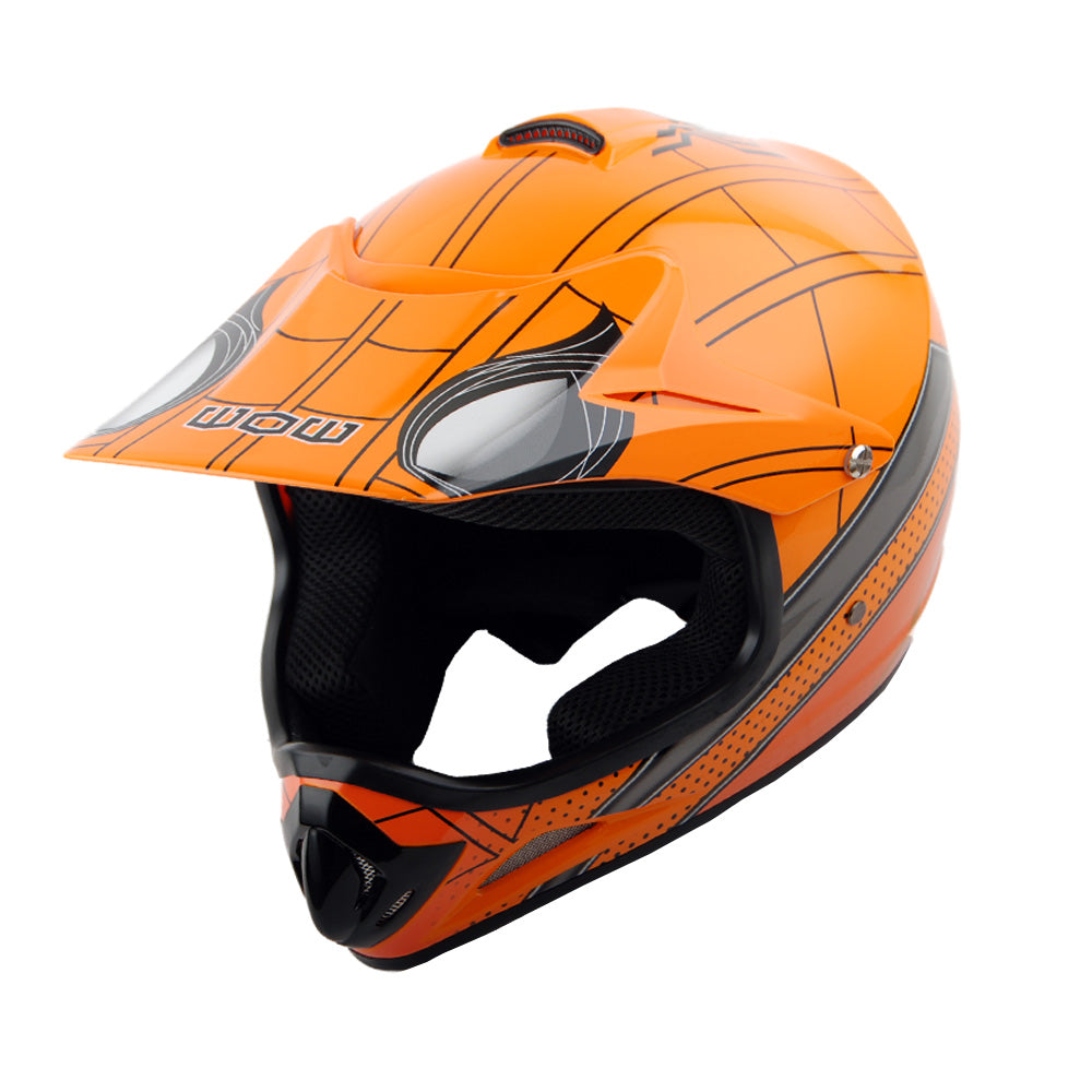 WOW Youth Kids Motocross BMX MX ATV Dirt Helmet HJOY + Goggles + MG Youth Glove Bundle