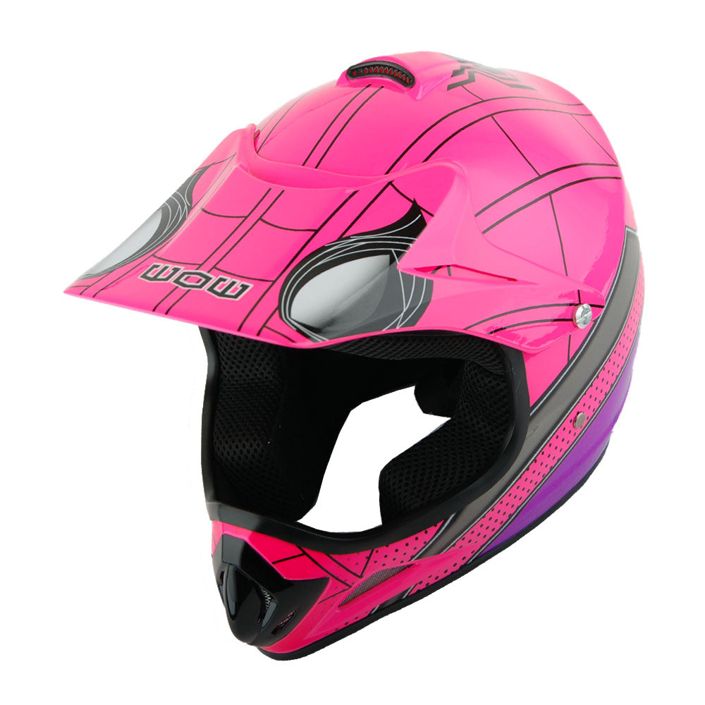 WOW Youth Kids Motocross BMX MX ATV Dirt Helmet HJOY + Goggles + MG Youth Glove Bundle