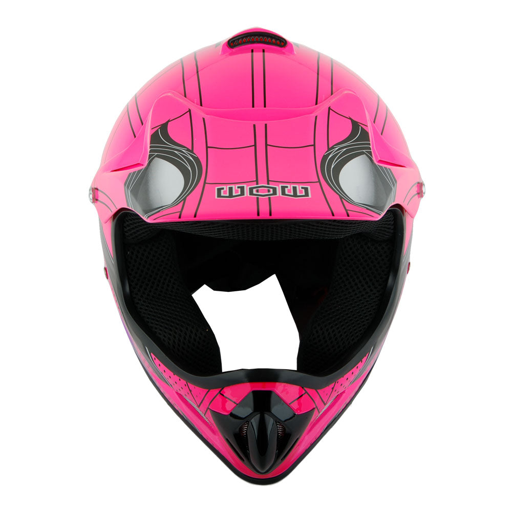WOW Youth Kids Motocross BMX MX ATV Dirt Helmet HJOY + Goggles + MG Youth Glove Bundle
