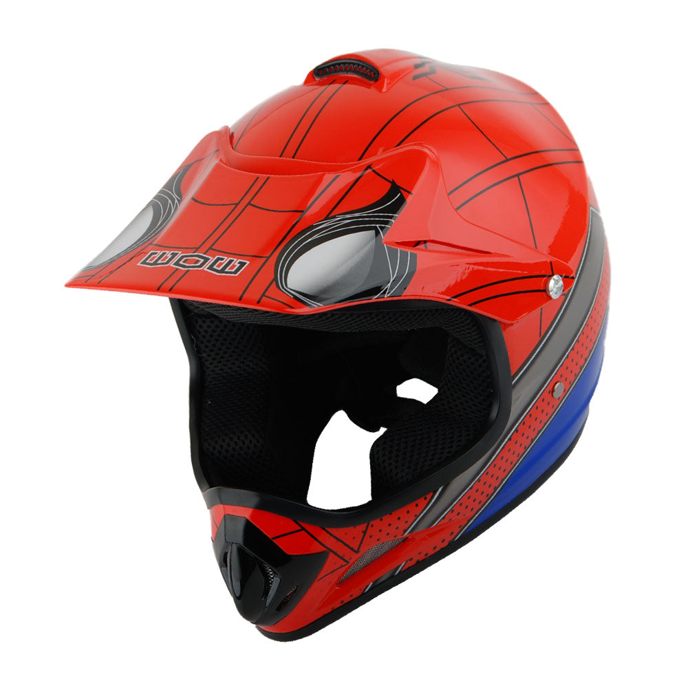 WOW Youth Kids Motocross BMX MX ATV Dirt Helmet HJOY + Goggles + MG Youth Glove Bundle