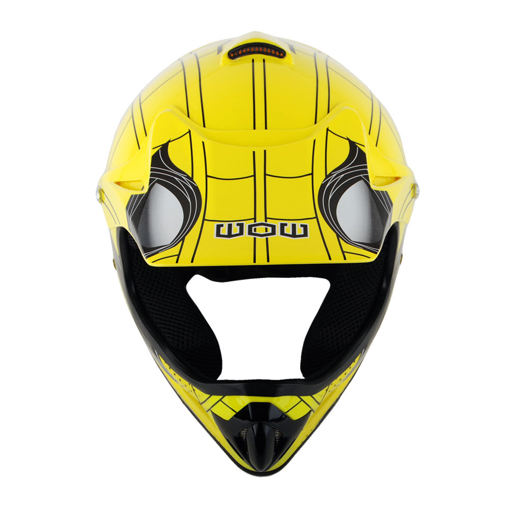 WOW Youth Kids Motocross BMX MX ATV Dirt Helmet HJOY + Goggles + MG Youth Glove Bundle