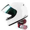 WOW Youth Motorcycle Full Face Helmet Street Bike BMX MX  Kids Shark + MX Skeleton Glove Bundle: HKY-B15