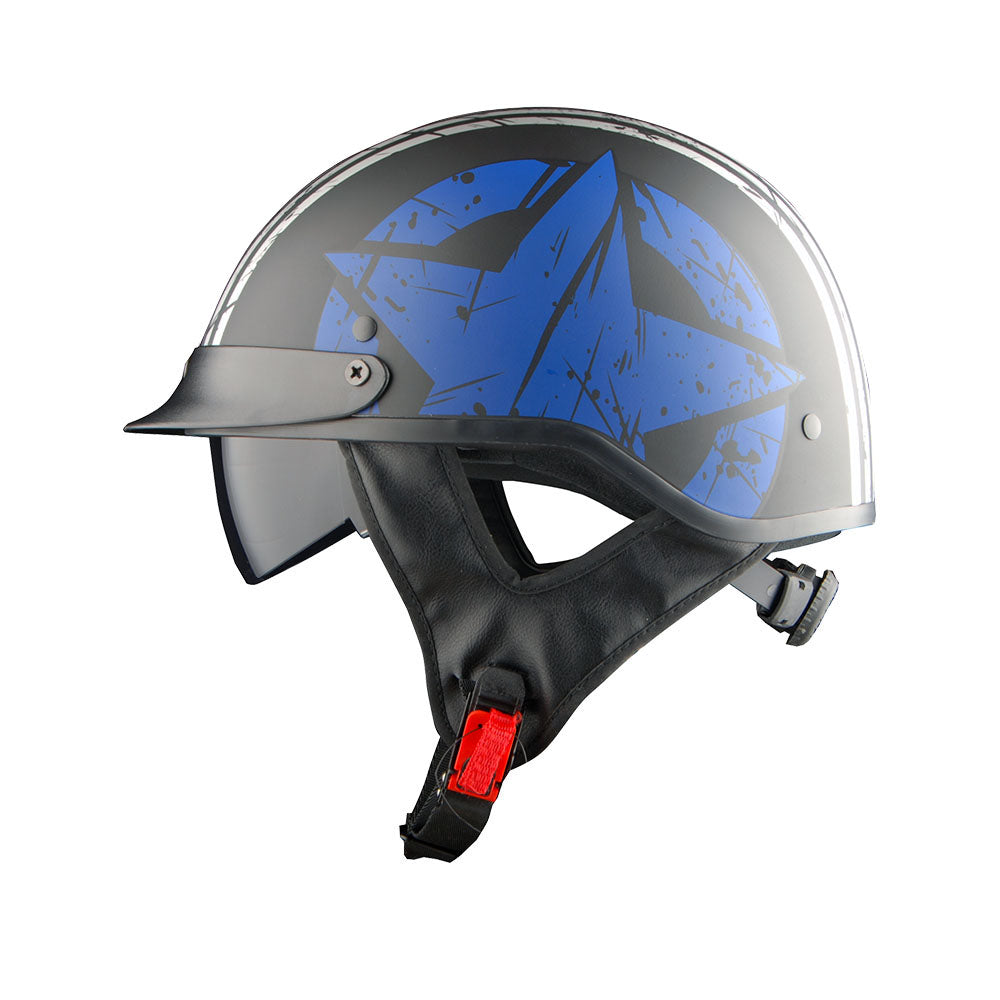 1Storm Motorcycle Half Face Helmet Mopeds Scooter Pilot with retratable Inner Smoked Visor: HKY205V