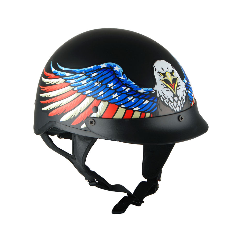 1Storm Motorcycle Half Face Helmet Mopeds Scooter Pilot with retractable Inner Smoked Visor, HKY205V + T008 Black Tinted Goggle Bundle