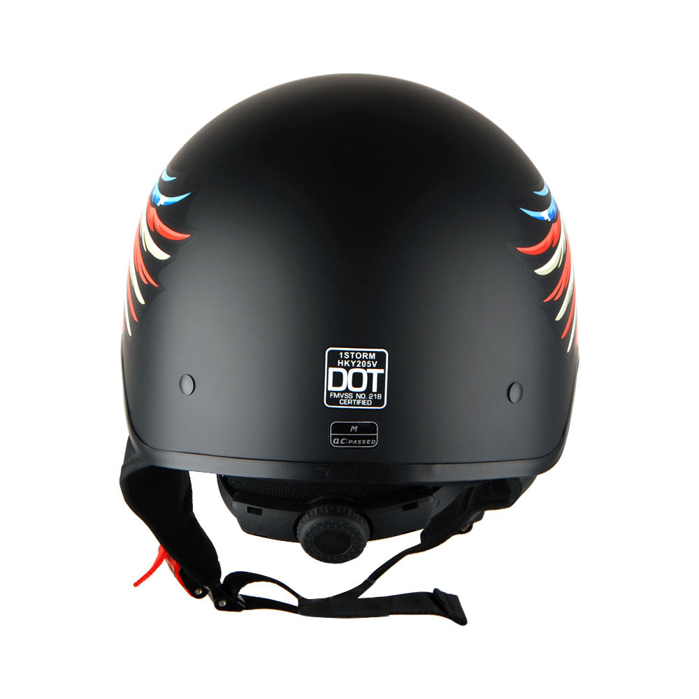 1Storm Motorcycle Half Face Helmet Mopeds Scooter Pilot with retractable Inner Smoked Visor, HKY205V + T008 Black Tinted Goggle Bundle