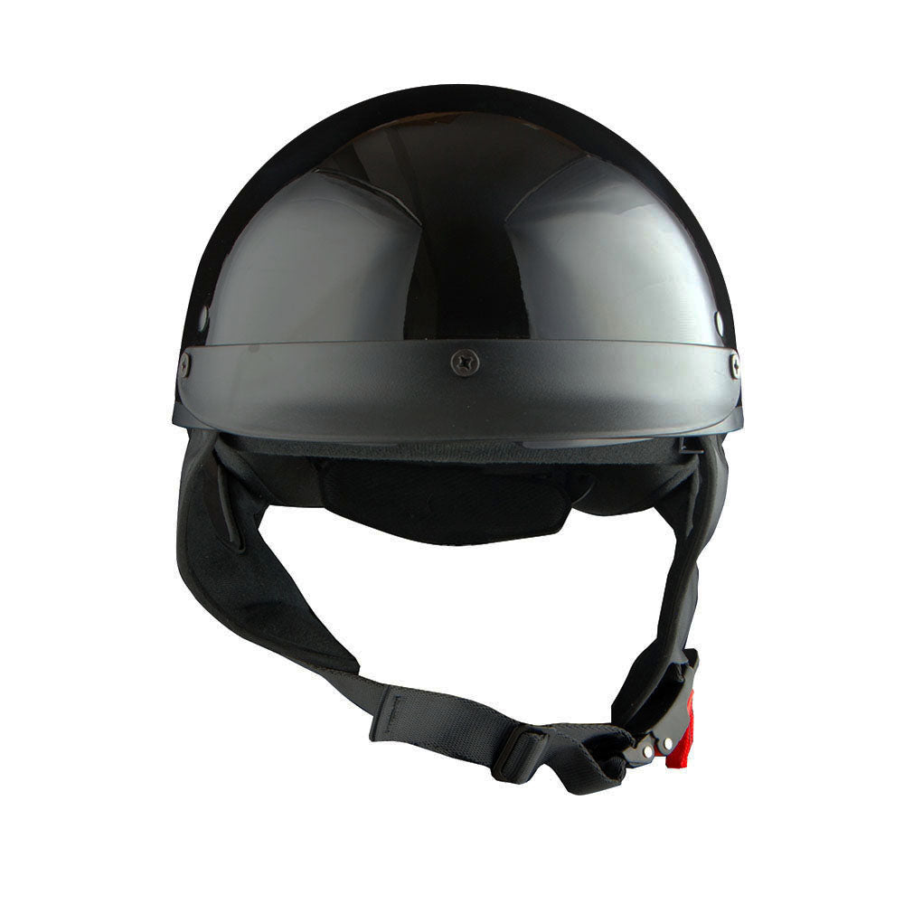 1Storm Motorcycle Half Face Helmet Mopeds Scooter Pilot with retractable Inner Smoked Visor, HKY205V + T008 Black Tinted Goggle Bundle