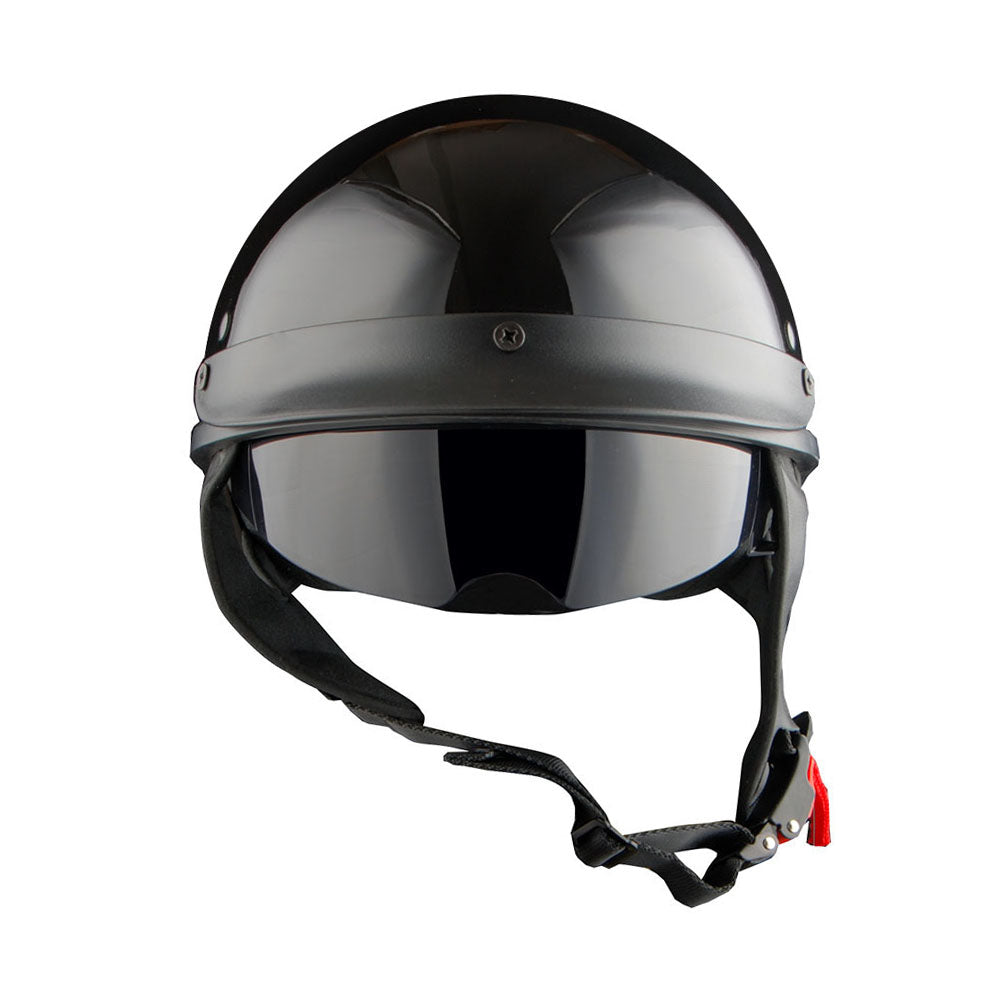 1Storm Motorcycle Half Face Helmet Mopeds Scooter Pilot with retratable Inner Smoked Visor: HKY205V
