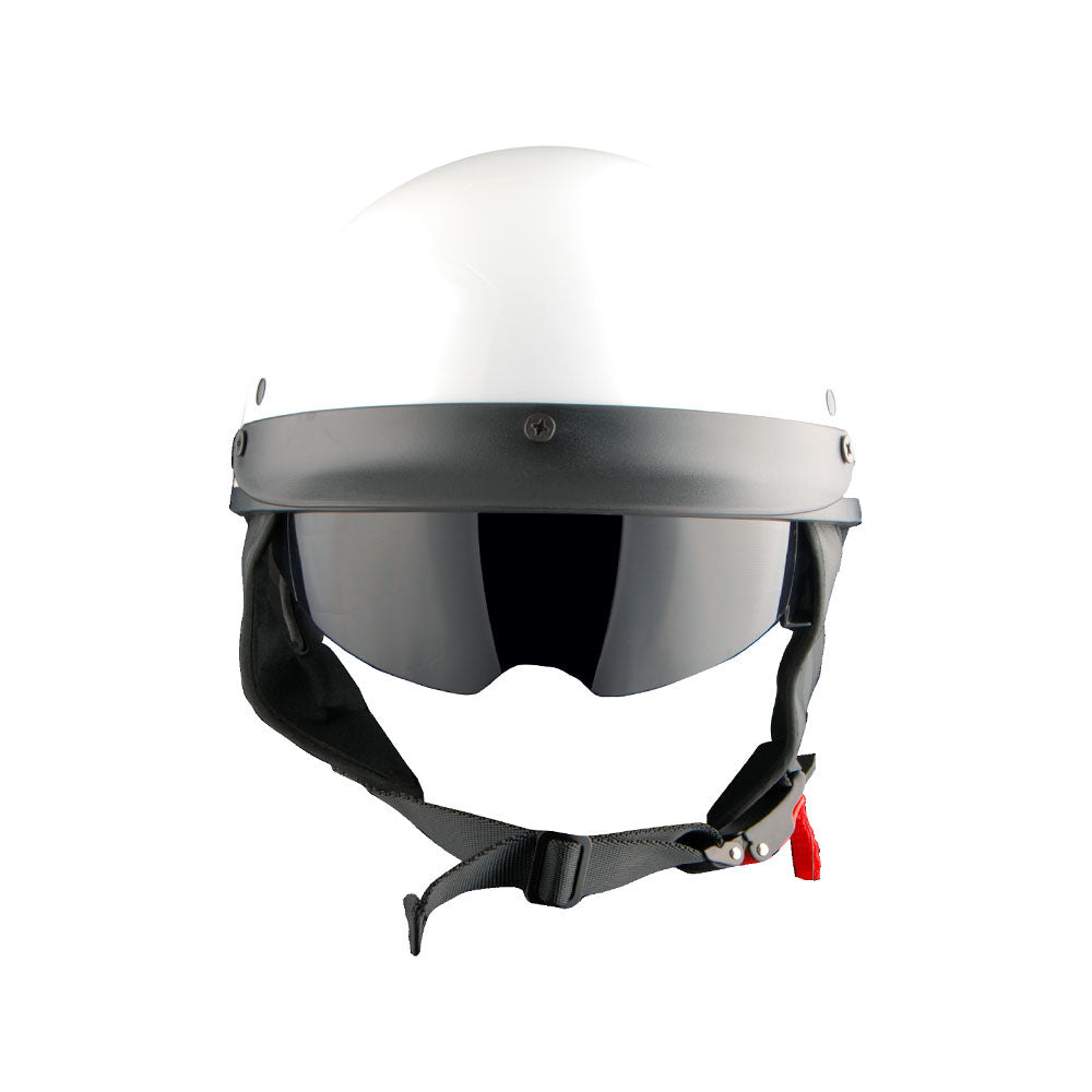 1Storm Motorcycle Half Face Helmet Mopeds Scooter Pilot with retratable Inner Smoked Visor: HKY205V