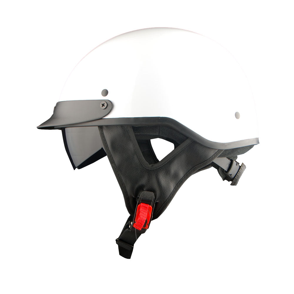 1Storm Motorcycle Half Face Helmet Mopeds Scooter Pilot with retractable Inner Smoked Visor, HKY205V + T008 Black Tinted Goggle Bundle