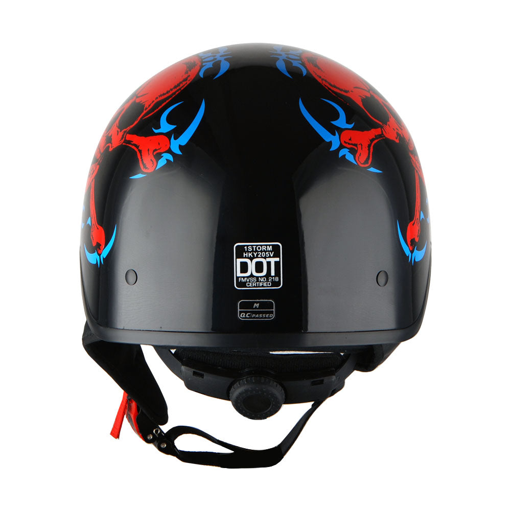 1Storm Motorcycle Half Face Helmet Mopeds Scooter Pilot with retratable Inner Smoked Visor: HKY205V