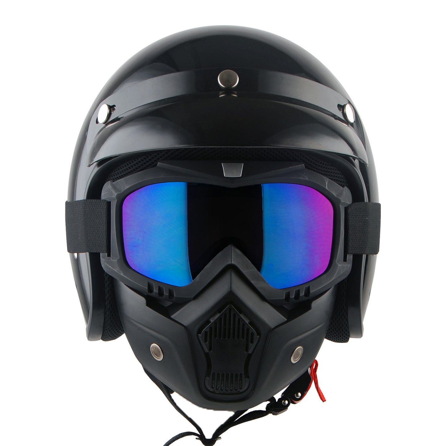 1Storm Motorcycle Open Face Helmet Mopeds Scooter Pilot Half Face Helmet with Peak Visor, HKY207 + Tinted Goggle Bundle