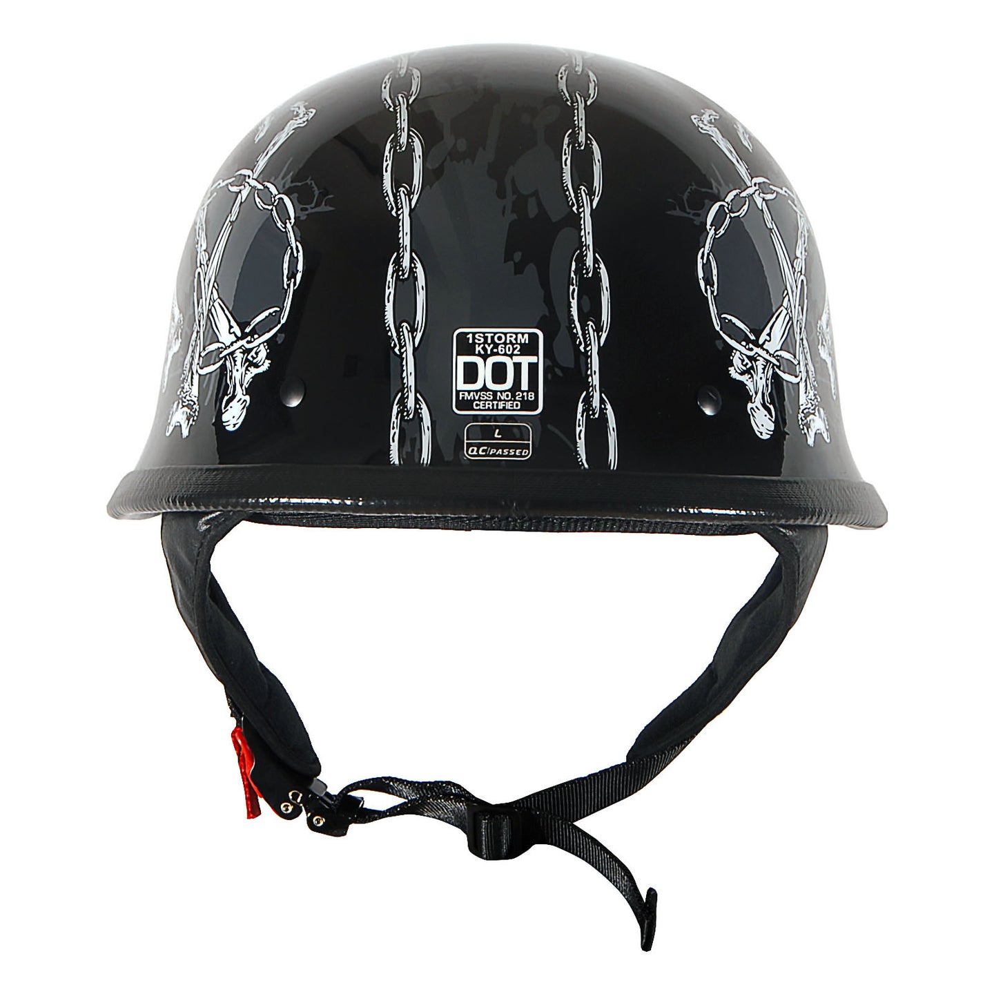 1Storm Novelty Motorcycle Half Face Helmet German Style DOT Approved: HKY602 + Black Tinted Goggle Bundle
