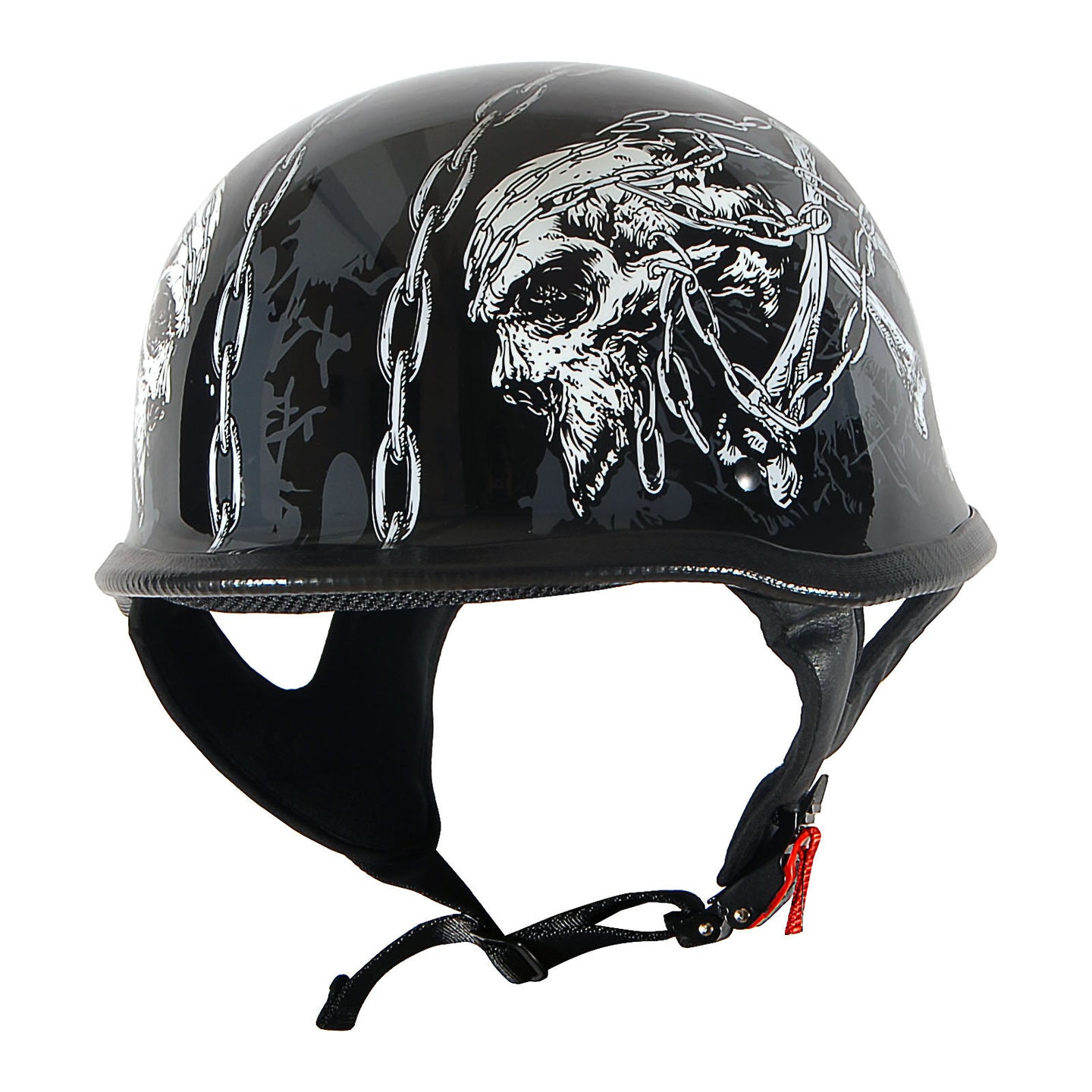 1Storm Novelty Motorcycle Half Face Helmet German Style DOT Approved: HKY602 + Black Tinted Goggle Bundle