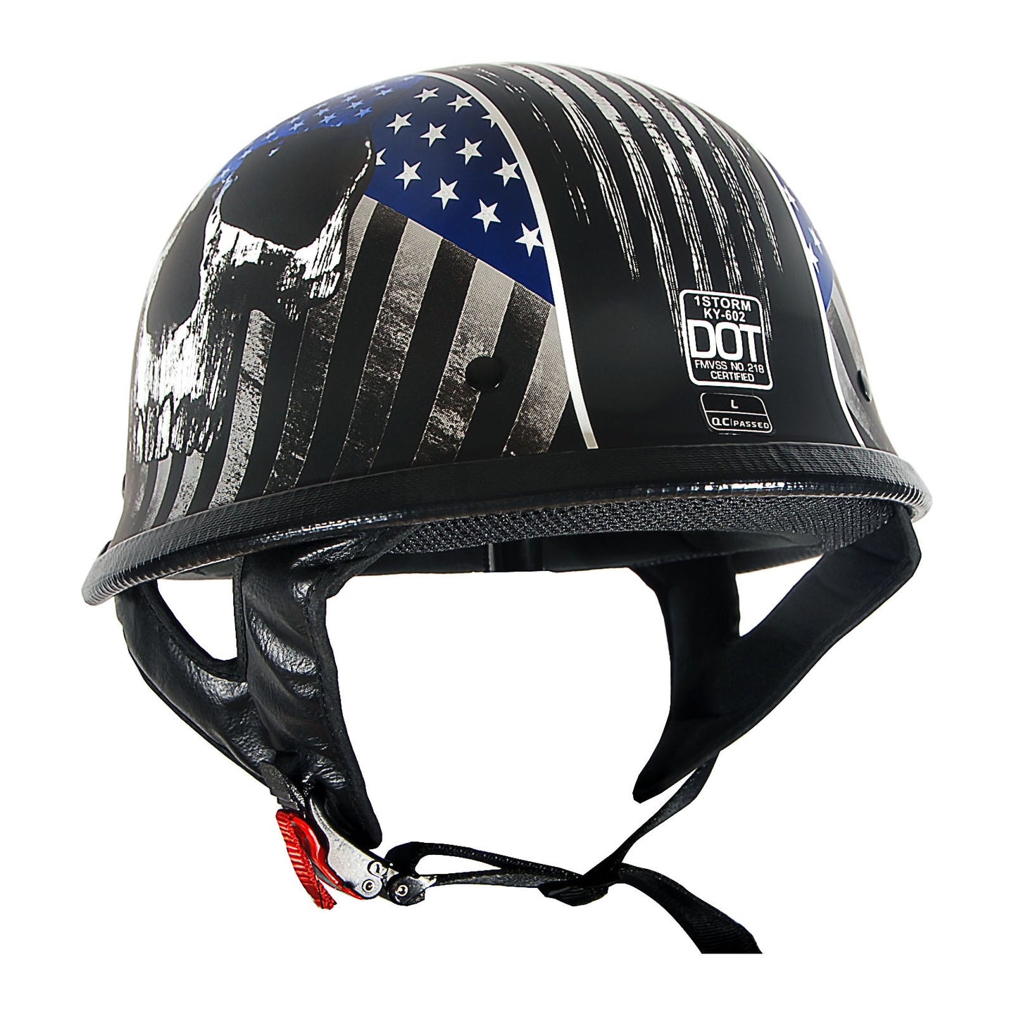1Storm Novelty Motorcycle Half Face Helmet German Style DOT Approved: HKY602 + Black Tinted Goggle Bundle