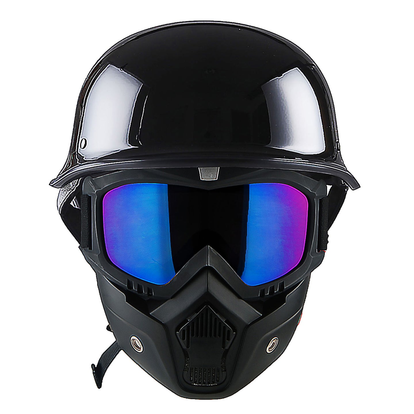 1Storm Novelty Motorcycle Half Face Helmet German Style DOT Approved: HKY602 + Black Tinted Goggle Bundle