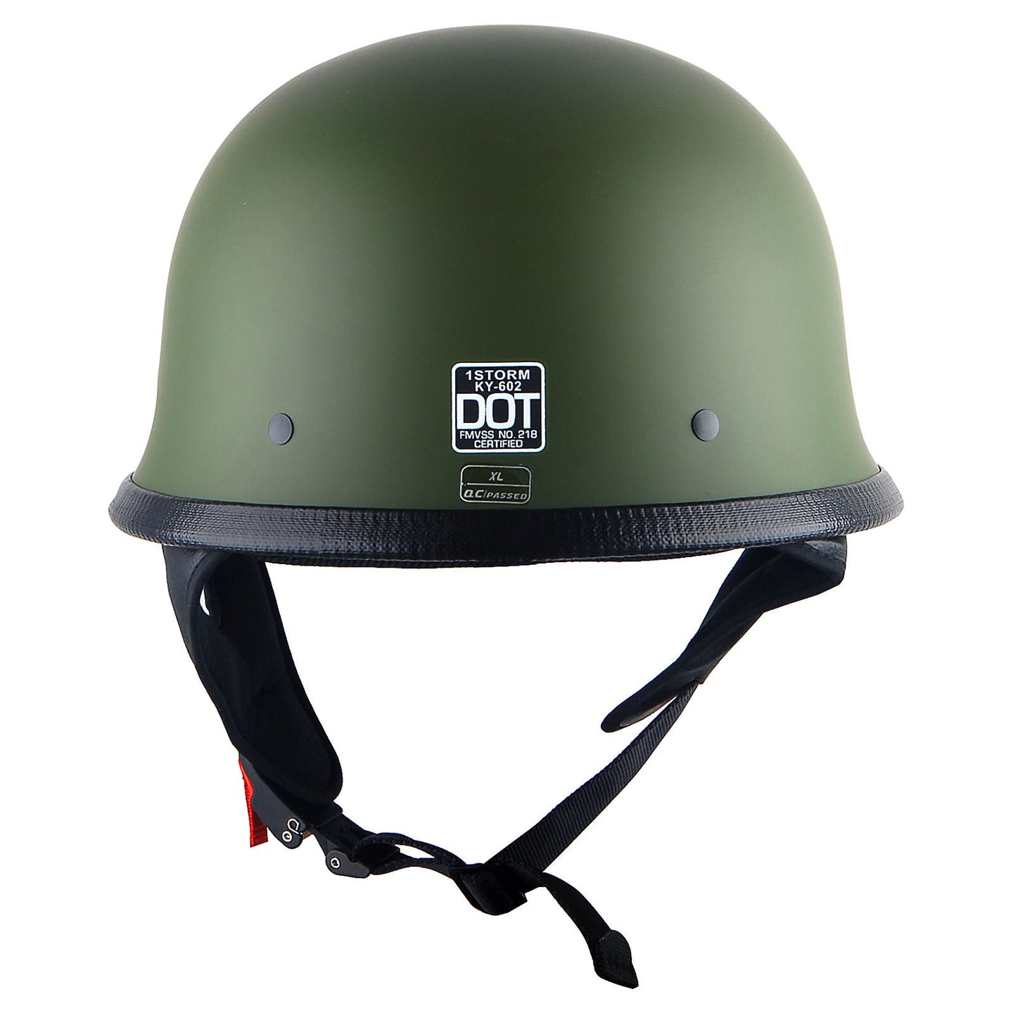 1Storm Novelty Motorcycle Half Face Helmet German Style DOT Approved: HKY602 + Black Tinted Goggle Bundle