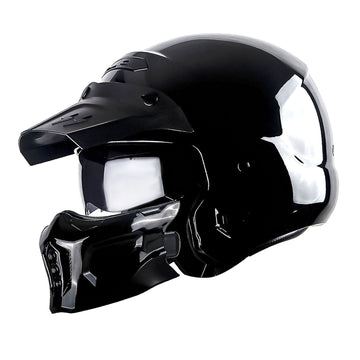 1Storm Motorcycle Full Face Helmet Open Face Helmet with Smoked Shield (Detachable Visor & Face Mask): HKY881S-E