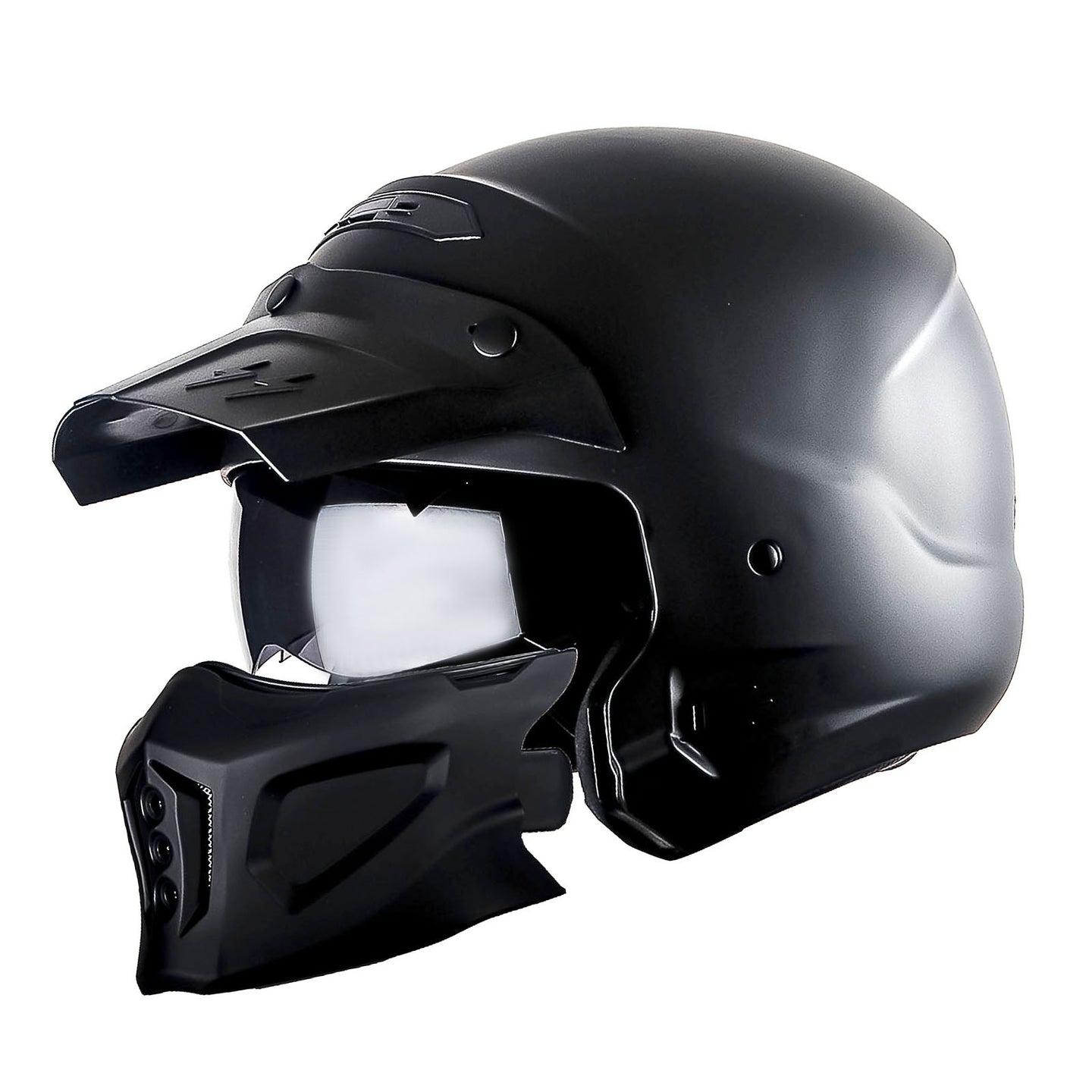 1Storm Motorcycle Full Face Helmet Open Face Helmet with Smoked Shield (Detachable Visor & Face Mask): HKY881S-E