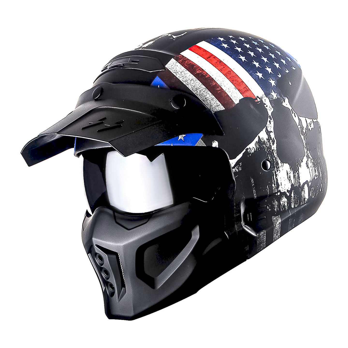 1Storm Motorcycle Full Face Helmet Open Face Helmet with Smoked Shield (Detachable Visor & Face Mask): HKY881S-E